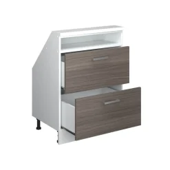 Küchenschrank für Dachschrägen R-Line Edelgrau 60 cm mit 2 Schubladen Vicco