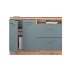 Küchenschrank für Dachschrägen R-Line Blau-Grau 120 cm 2er Set Vicco