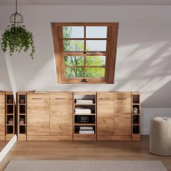 Küchenschrank für Dachschrägen R-Line Goldkraft Eiche 15 cm mit 4 Fächern Vicco