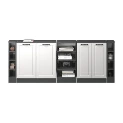 Küchenschrank für Dachschrägen R-Line Weiß Landhaus 215 cm 5er Set Vicco