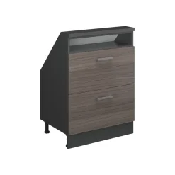 Küchenschrank für Dachschrägen R-Line Edelgrau 60 cm mit 2 Schubladen Vicco