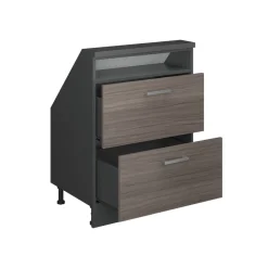 Küchenschrank für Dachschrägen R-Line Edelgrau 60 cm mit 2 Schubladen Vicco