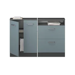 Küchenschrank für Dachschrägen R-Line Blau-Grau 120 cm 2er Set Vicco
