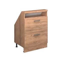 Küchenschrank für Dachschrägen R-Line Goldkraft Eiche 60 cm mit 2 Schubladen Vicco