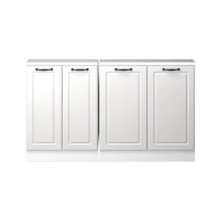 Küchenschrank für Dachschrägen R-Line Weiß Landhaus 140 cm 2er Set Vicco