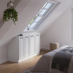 Küchenschrank für Dachschrägen R-Line Weiß Landhaus 140 cm 2er Set Vicco