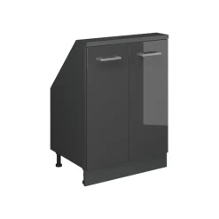 Küchenschrank für Dachschrägen R-Line Anthrazit Hochglanz 60 cm mit 2 Türen Vicco