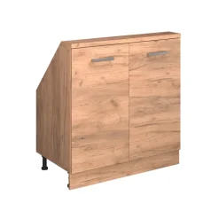 Küchenschrank für Dachschrägen R-Line Goldkraft Eiche 80 cm mit 2 Türen Vicco