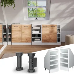 Küchenschrank für Dachschrägen R-Line Weiß 40 cm mit 4 Fächern Vicco