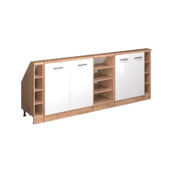 Küchenschrank für Dachschrägen R-Line Weiß Hochglanz 215 cm 5er Set Vicco