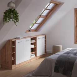 Küchenschrank für Dachschrägen R-Line Weiß Hochglanz 215 cm 5er Set Vicco