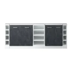Küchenschrank für Dachschrägen R-Line Schwarz Beton 215 cm 5er Set Vicco