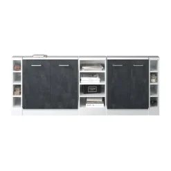 Küchenschrank für Dachschrägen R-Line Schwarz Beton 215 cm 5er Set Vicco