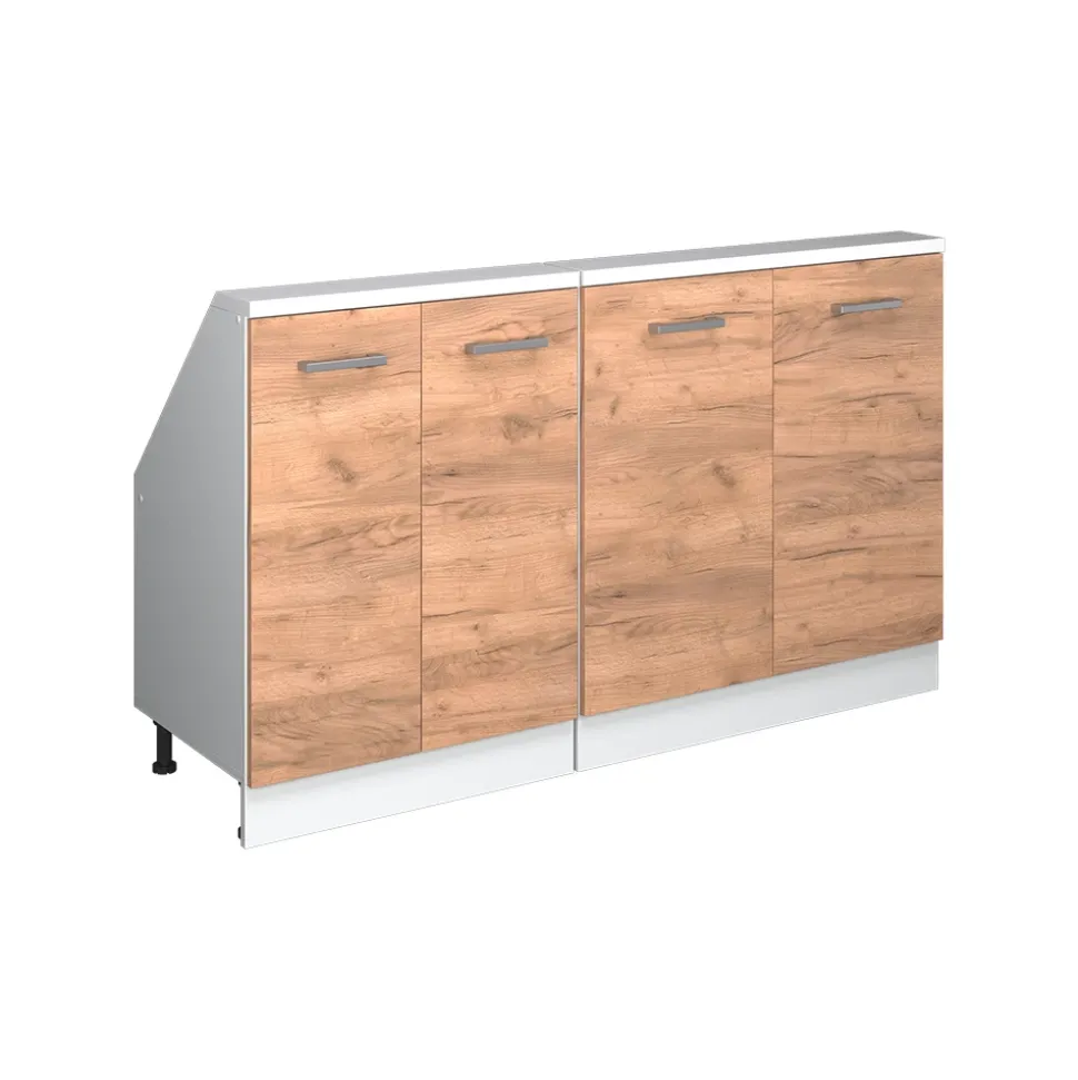 Küchenschrank für Dachschrägen R-Line Goldkraft Eiche 140 cm 2er Set Vicco