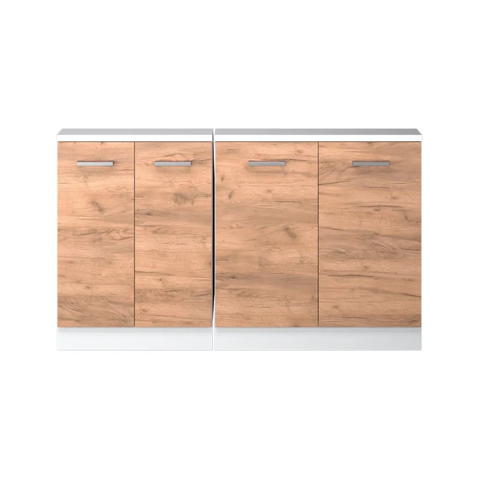 Küchenschrank für Dachschrägen R-Line Goldkraft Eiche 140 cm 2er Set Vicco