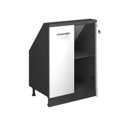 Küchenschrank für Dachschrägen R-Line Weiß Hochglanz 60 cm mit 2 Türen Vicco