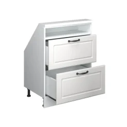 Küchenschrank für Dachschrägen R-Line Weiß Landhaus 60 cm mit 2 Schubladen Vicco