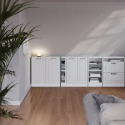 Küchenschrank für Dachschrägen R-Line Weiß Landhaus 60 cm mit 2 Schubladen Vicco