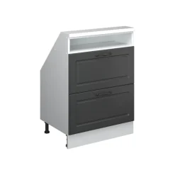 Küchenschrank für Dachschrägen R-Line Anthrazit Landhaus 60 cm mit 2 Schubladen Vicco