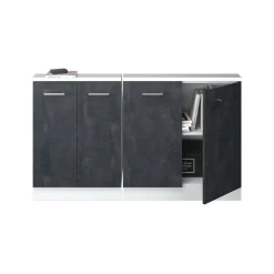 Küchenschrank für Dachschrägen R-Line Schwarz Beton 140 cm 2er Set Vicco