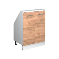 Küchenschrank für Dachschrägen R-Line Goldkraft Eiche 60 cm mit 2 Türen Vicco