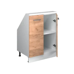 Küchenschrank für Dachschrägen R-Line Goldkraft Eiche 60 cm mit 2 Türen Vicco