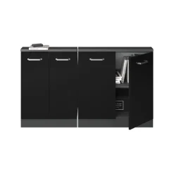 Küchenschrank für Dachschrägen R-Line Schwarz Hochglanz 140 cm 2er Set Vicco