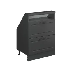 Küchenschrank für Dachschrägen R-Line Anthrazit Landhaus 60 cm mit 2 Schubladen Vicco