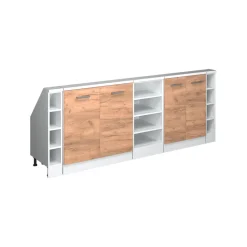 Küchenschrank für Dachschrägen R-Line Goldkraft Eiche 215 cm 5er Set Vicco