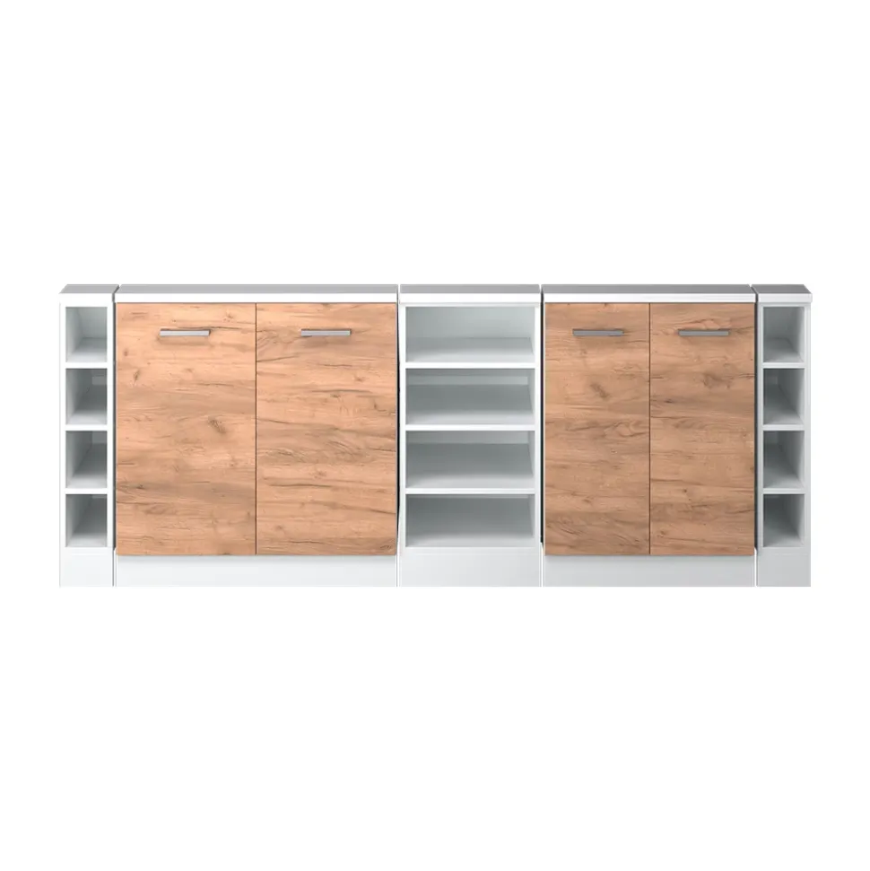 Küchenschrank für Dachschrägen R-Line Goldkraft Eiche 215 cm 5er Set Vicco