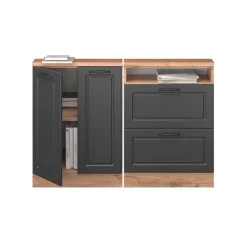 Küchenschrank für Dachschrägen R-Line Anthrazit Landhaus 120 cm 2er Set Vicco