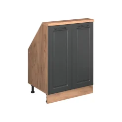 Küchenschrank für Dachschrägen R-Line Anthrazit Landhaus 60 cm mit 2 Türen Vicco