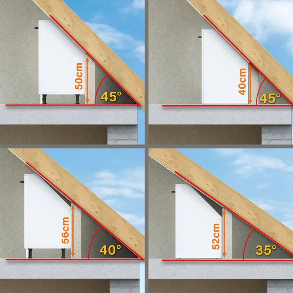 Küchenschrank für Dachschrägen R-Line Schwarz Beton 60 cm mit 2 Türen Vicco