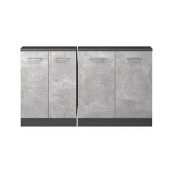 Küchenschrank für Dachschrägen R-Line Beton 140 cm 2er Set Vicco