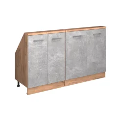 Küchenschrank für Dachschrägen R-Line Beton 140 cm 2er Set Vicco