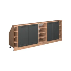 Küchenschrank für Dachschrägen R-Line Anthrazit Landhaus 215 cm 5er Set Vicco