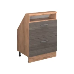 Küchenschrank für Dachschrägen R-Line Edelgrau 60 cm mit 2 Schubladen Vicco