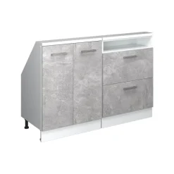 Küchenschrank für Dachschrägen R-Line Beton 120 cm 2er Set Vicco