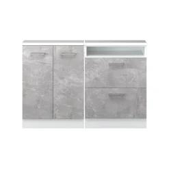 Küchenschrank für Dachschrägen R-Line Beton 120 cm 2er Set Vicco