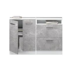 Küchenschrank für Dachschrägen R-Line Beton 120 cm 2er Set Vicco