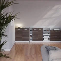 Küchenschrank für Dachschrägen R-Line Edelgrau 80 cm mit 2 Türen Vicco