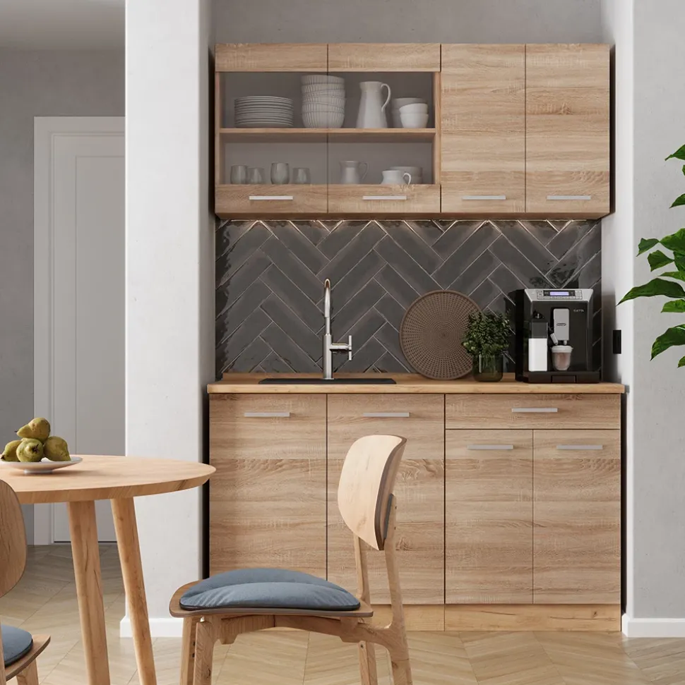 Küchenschrank für Dachschrägen R-Line Sonoma 140 cm 2er Set Vicco