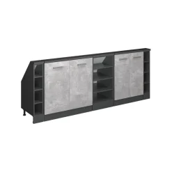 Küchenschrank für Dachschrägen R-Line Beton 215 cm 5er Set Vicco