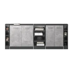 Küchenschrank für Dachschrägen R-Line Beton 215 cm 5er Set Vicco