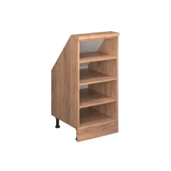 Küchenschrank für Dachschrägen R-Line Goldkraft Eiche 40 cm mit 4 Fächern Vicco