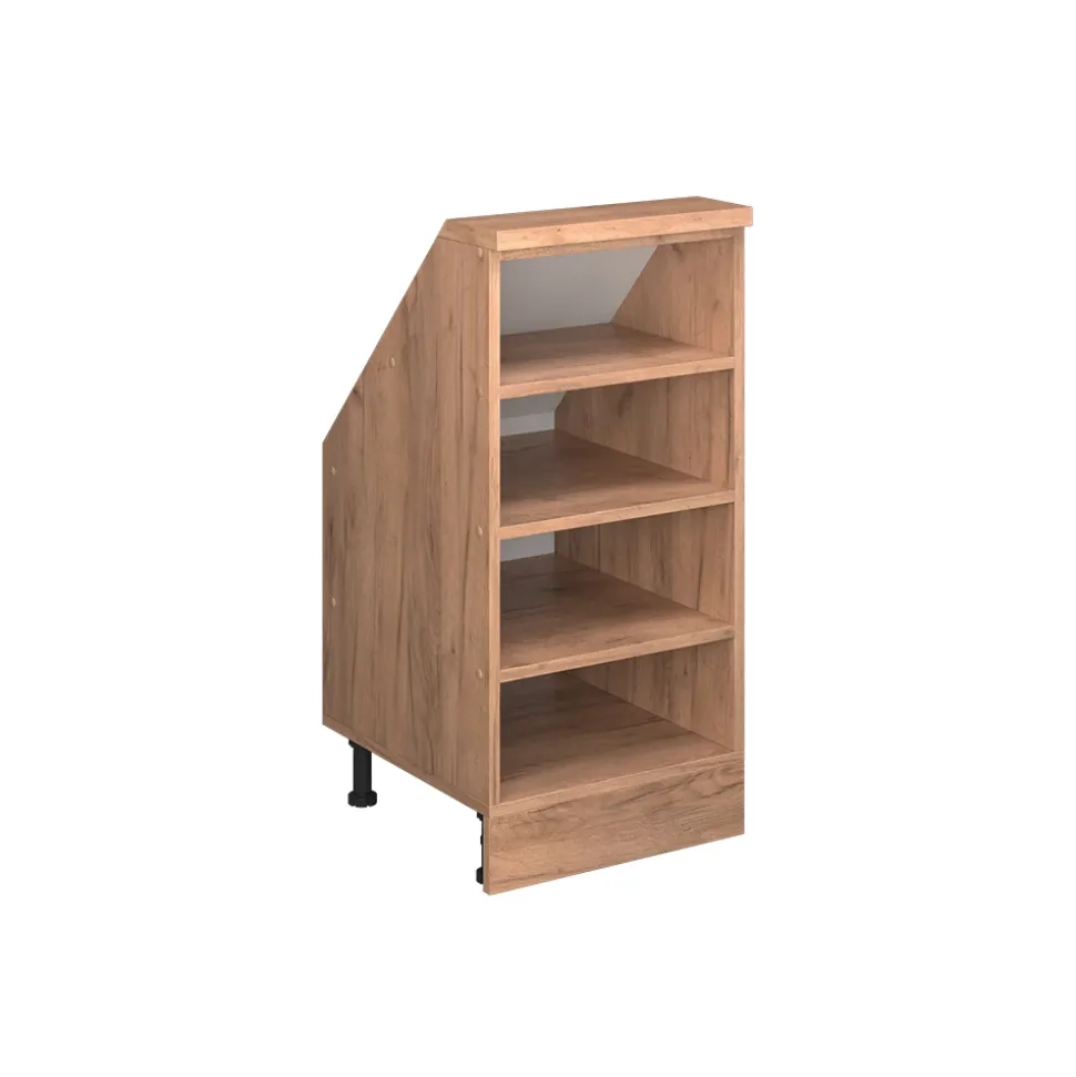 Küchenschrank für Dachschrägen R-Line Goldkraft Eiche 40 cm mit 4 Fächern Vicco