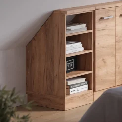 Küchenschrank für Dachschrägen R-Line Goldkraft Eiche 40 cm mit 4 Fächern Vicco