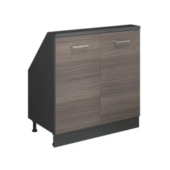 Küchenschrank für Dachschrägen R-Line Edelgrau 80 cm mit 2 Türen Vicco