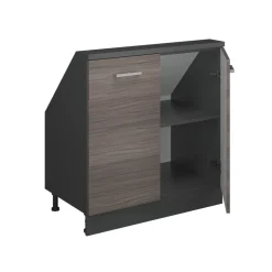 Küchenschrank für Dachschrägen R-Line Edelgrau 80 cm mit 2 Türen Vicco