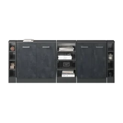 Küchenschrank für Dachschrägen R-Line Schwarz Beton 215 cm 5er Set Vicco